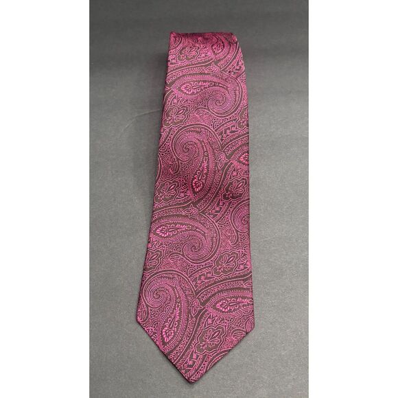 Hickey Freeman Silk Paisley Tie – Deep Magenta / Pink – Made in USA - Picture 1 of 4